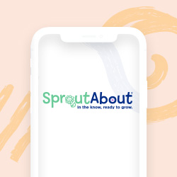SproutAbout logo on mobile device